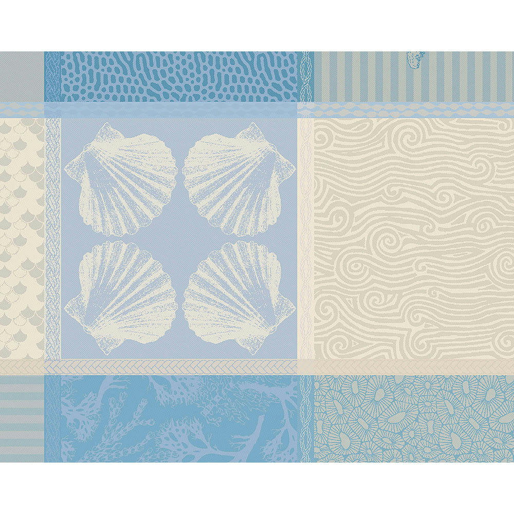 MILLE OCEANS ECUME - Set  pur coton bleu 40X50