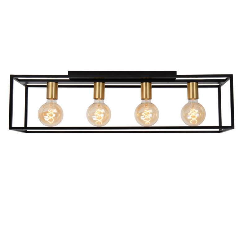Plafonnier Ruben noir rectangulaire E27 4 x 40 W LUCIDE