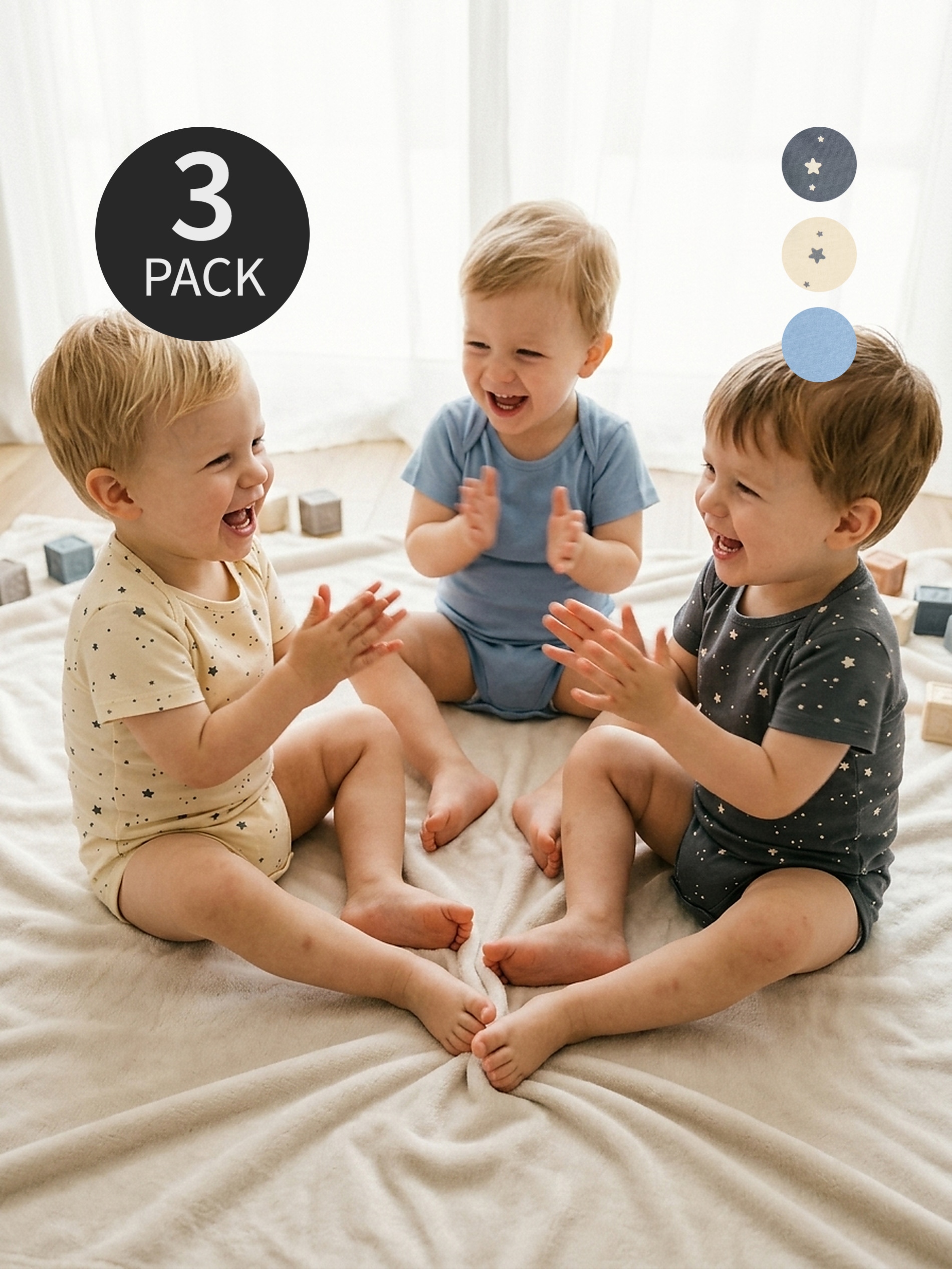 Bawełniane body z motywem gwiazdek 3 pack