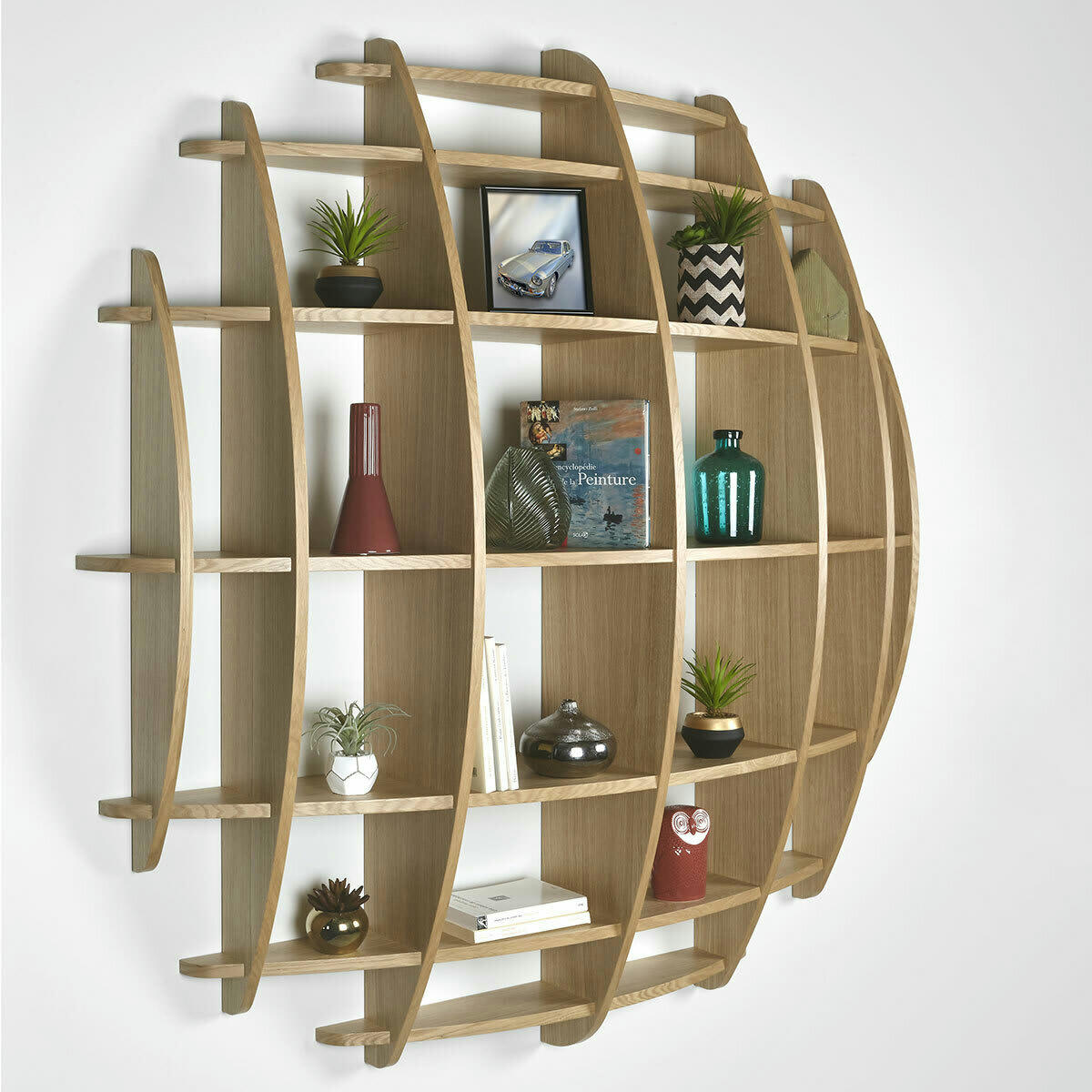 DEVA - Etagère Demi lune effet bois plaquage chêne