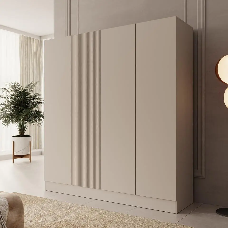 Meubella - Capri - Kledingkast 4-deurs - Beige - 205x55x220 cm