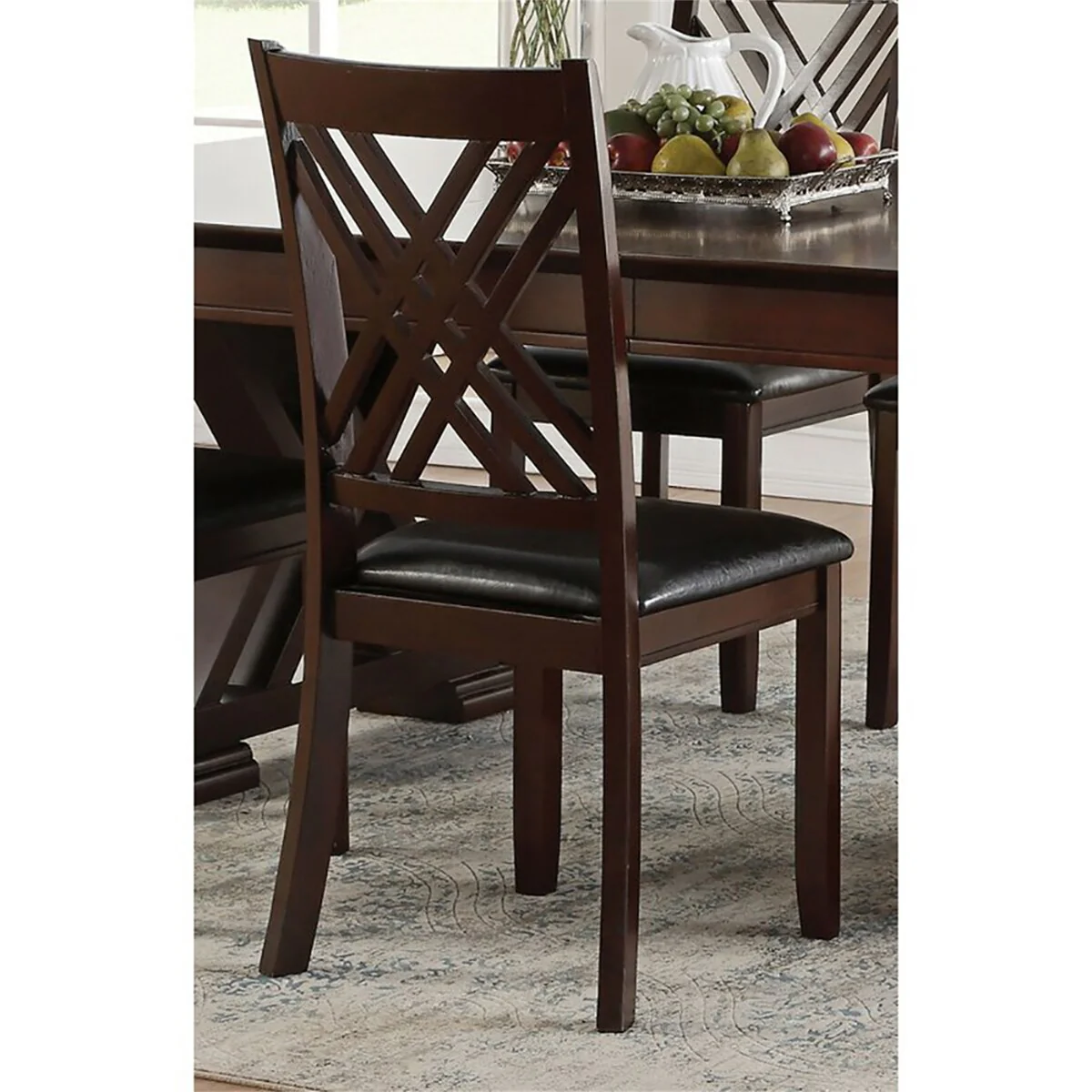 ACME Katrien Side Chair (Set-2) in Black PU & Espresso 71857