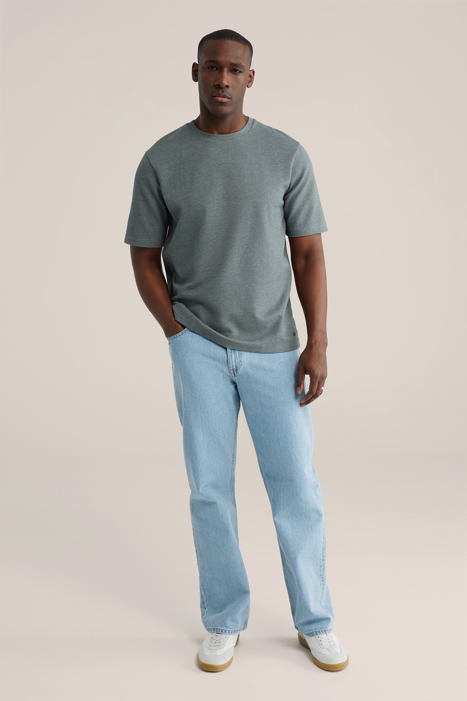 Heren relaxed fit T-shirt met structuur