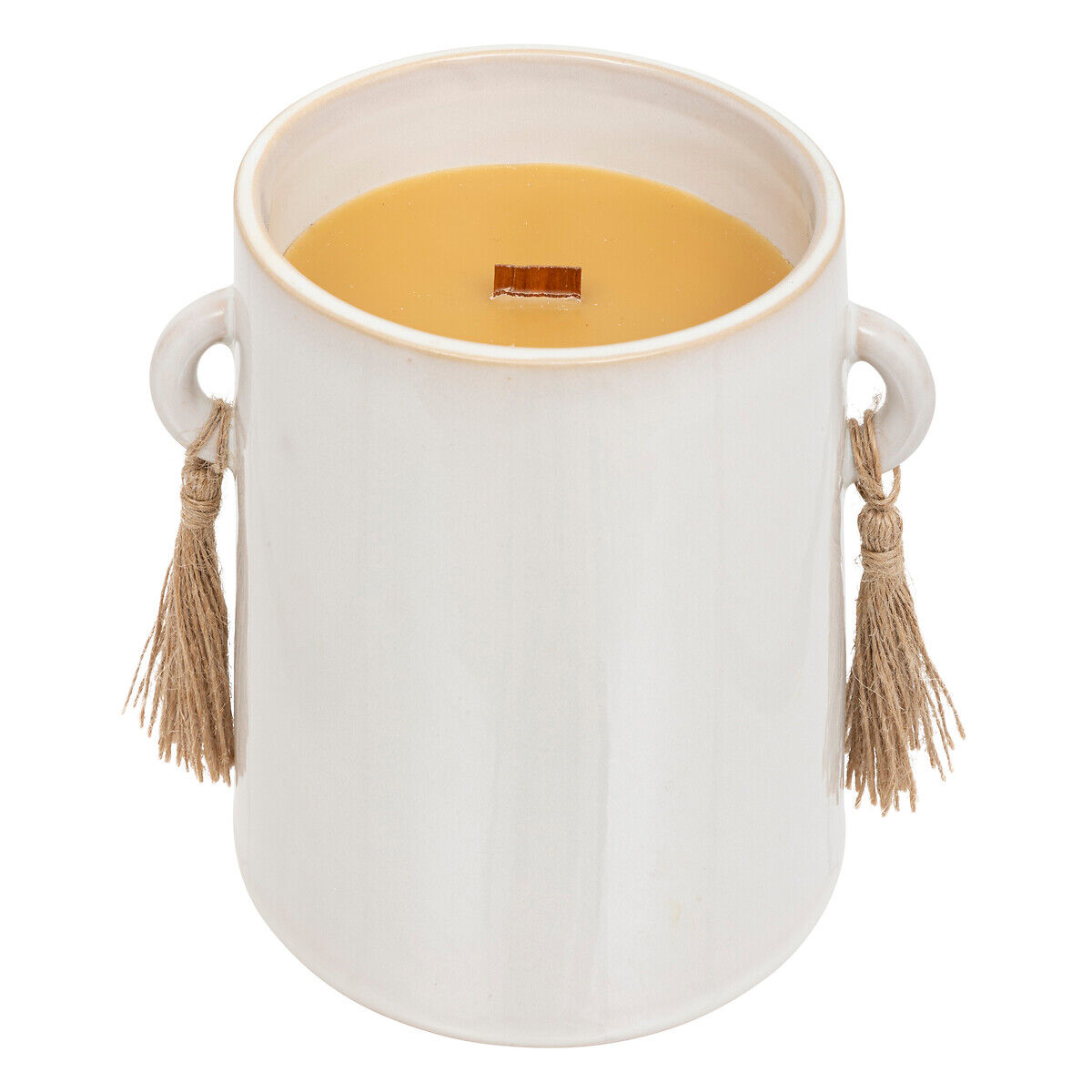 Vela perfumada madeira de oud com castiçal de cerâmica