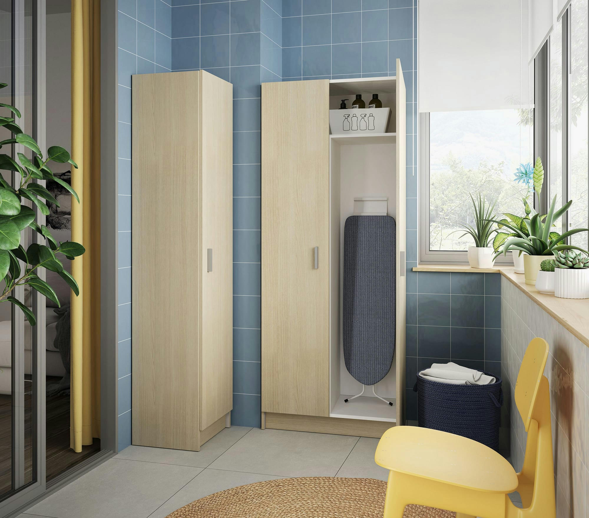 DABALDI - Armoire polyvalente à 2 portes effet bois chêne