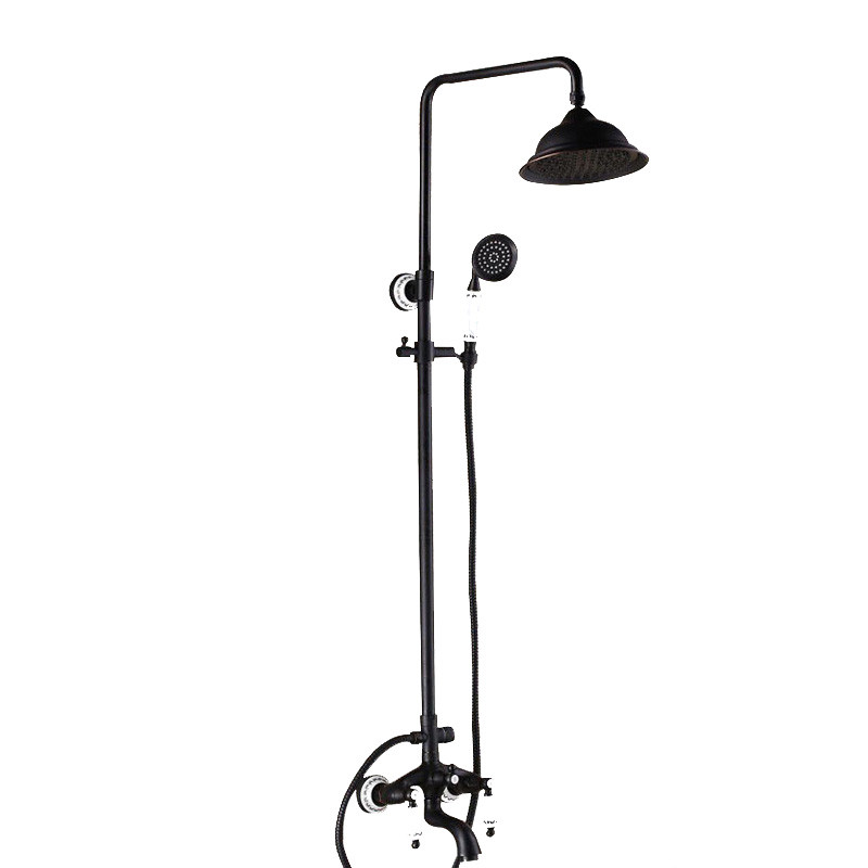 Bateria wannowo - prysznicowa czarna w stylu retro ATROPOS
