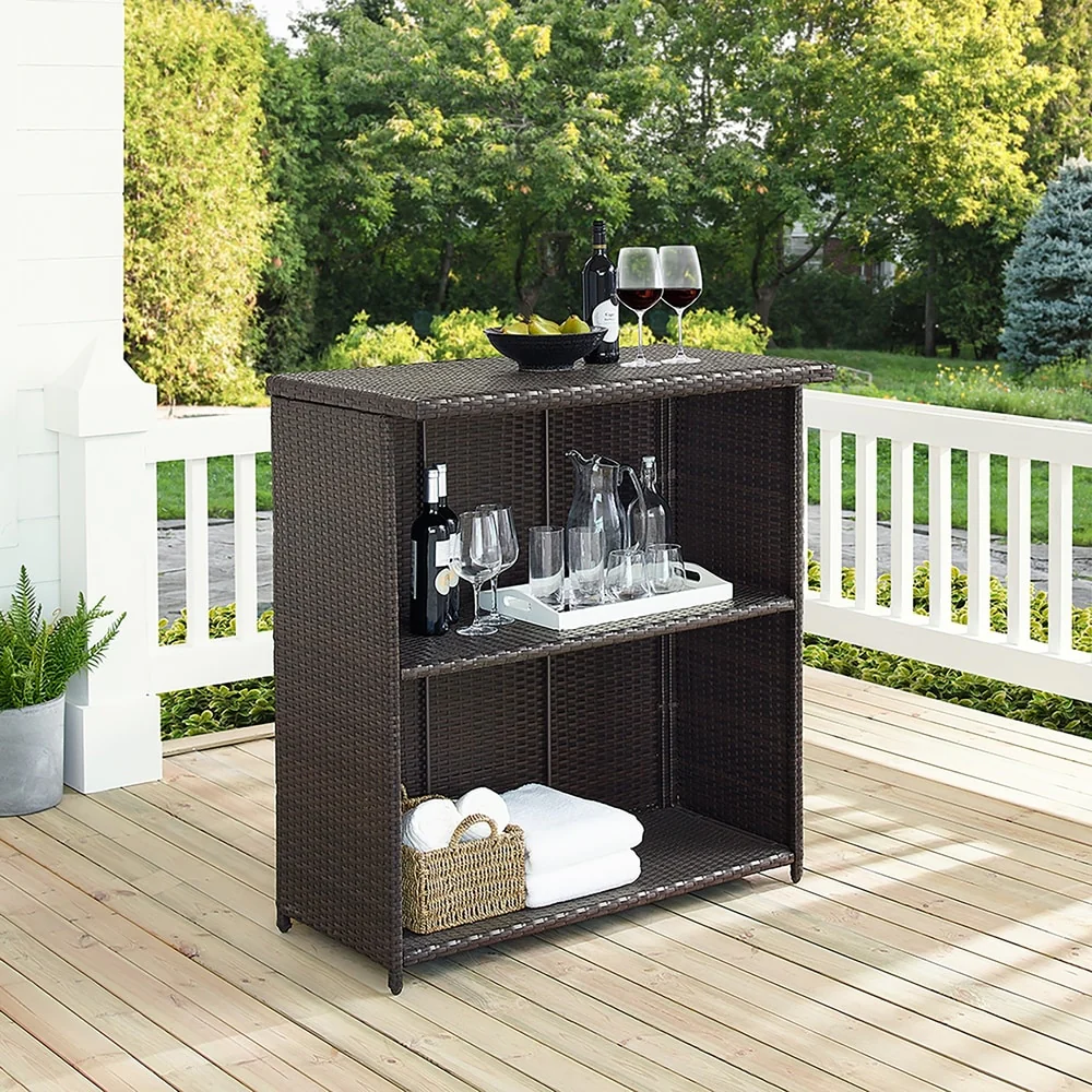 Palm Harbor Brown Wicker Outdoor Bar - 39.37 W x 22 D x 43 H - 39.37 W x 22 D x 43 H