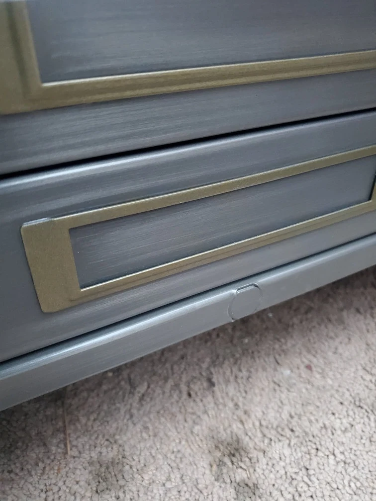 Vintage Steel Flat File - Refinished in Brush steel with gold accents