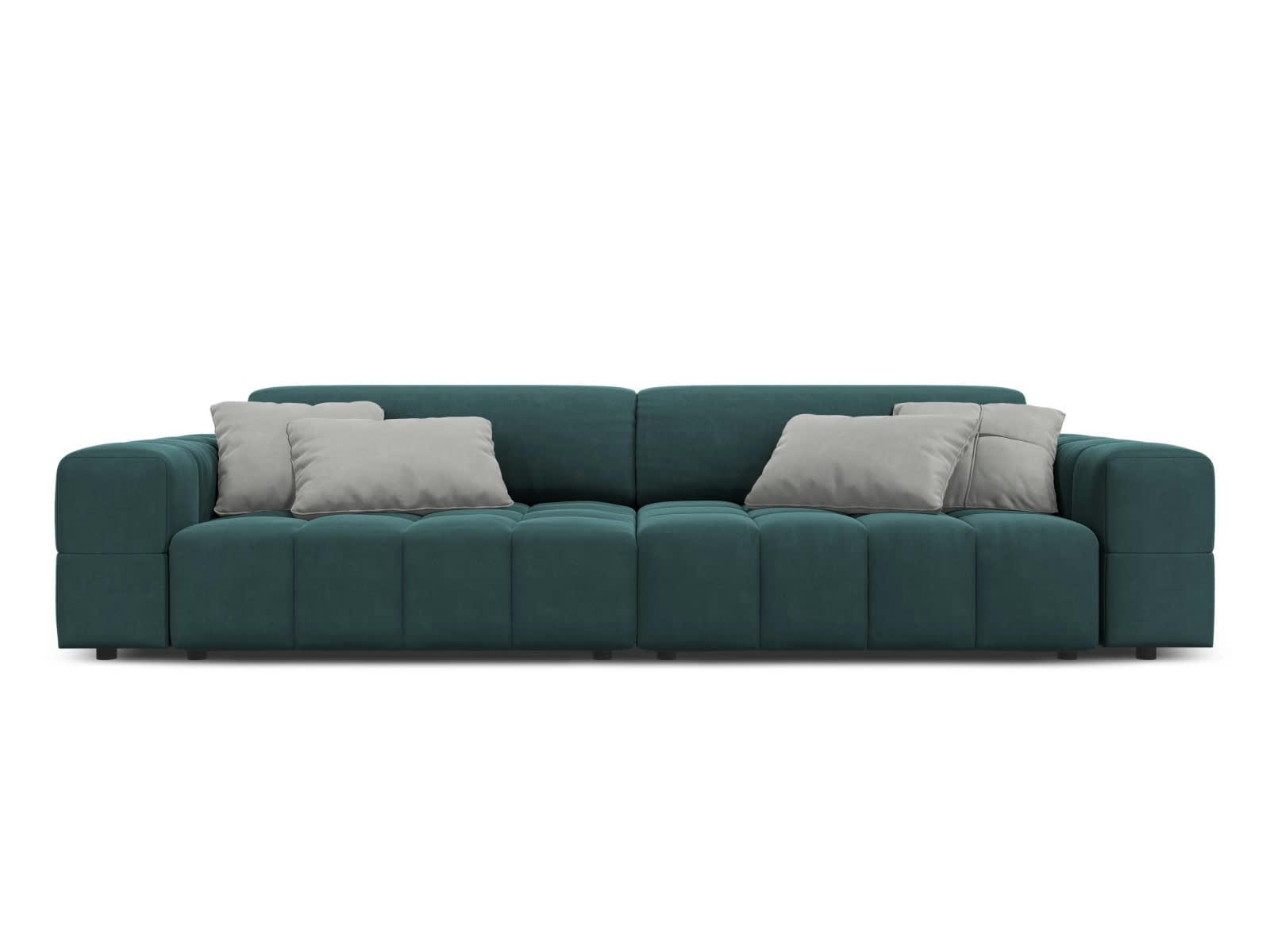 LUC - Canapé 4 places en tissu velours pétrole