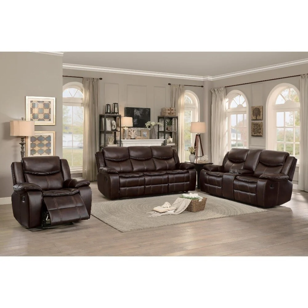 Leather Upholstered Glider Recliner Chair , Dark Brown