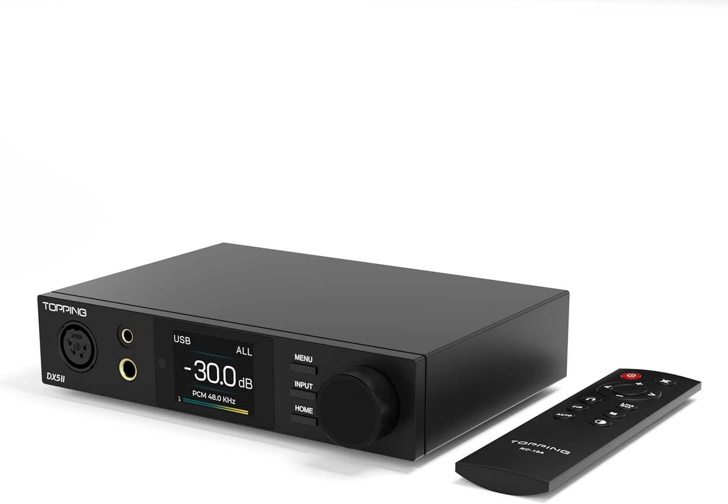 TOPPING DX5 II Hi-Res DAC & Headphone Amp Combo – Dual ES9039Q2M  X-Hybrid Amp  10-Band PEQ  LDAC Bluetooth 5.1  4.4mm Balanced & 6.35mm Headphone Output  Preamp Mode  12V Trigger (Black)