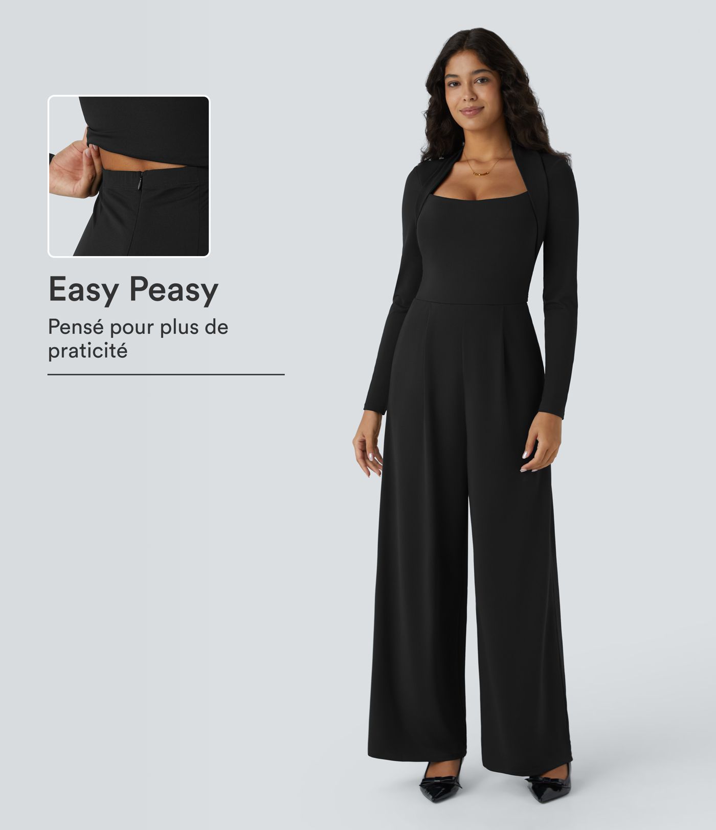 Combinaison de cérémonie à manches longues, coupe large avec poches latérales et zip invisible - Édition Easy Peasy