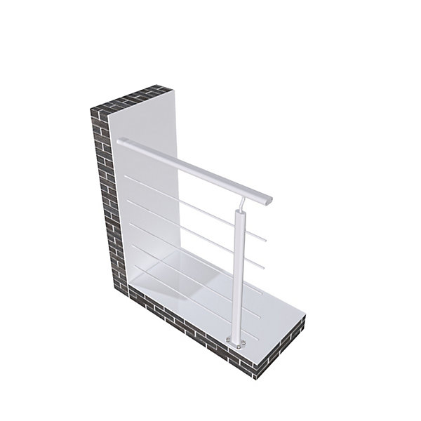 Kit Garde-corps 2m avec raccords muraux - Alu ARGENT - Pose verticale à plat - Pour usage intérieur et extérieur