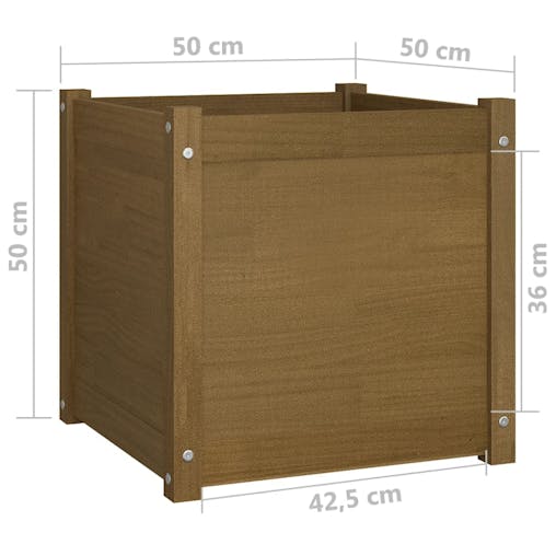 NNEVL Garden Planter Honey Brown 50x50x50 cm Solid Pinewood
