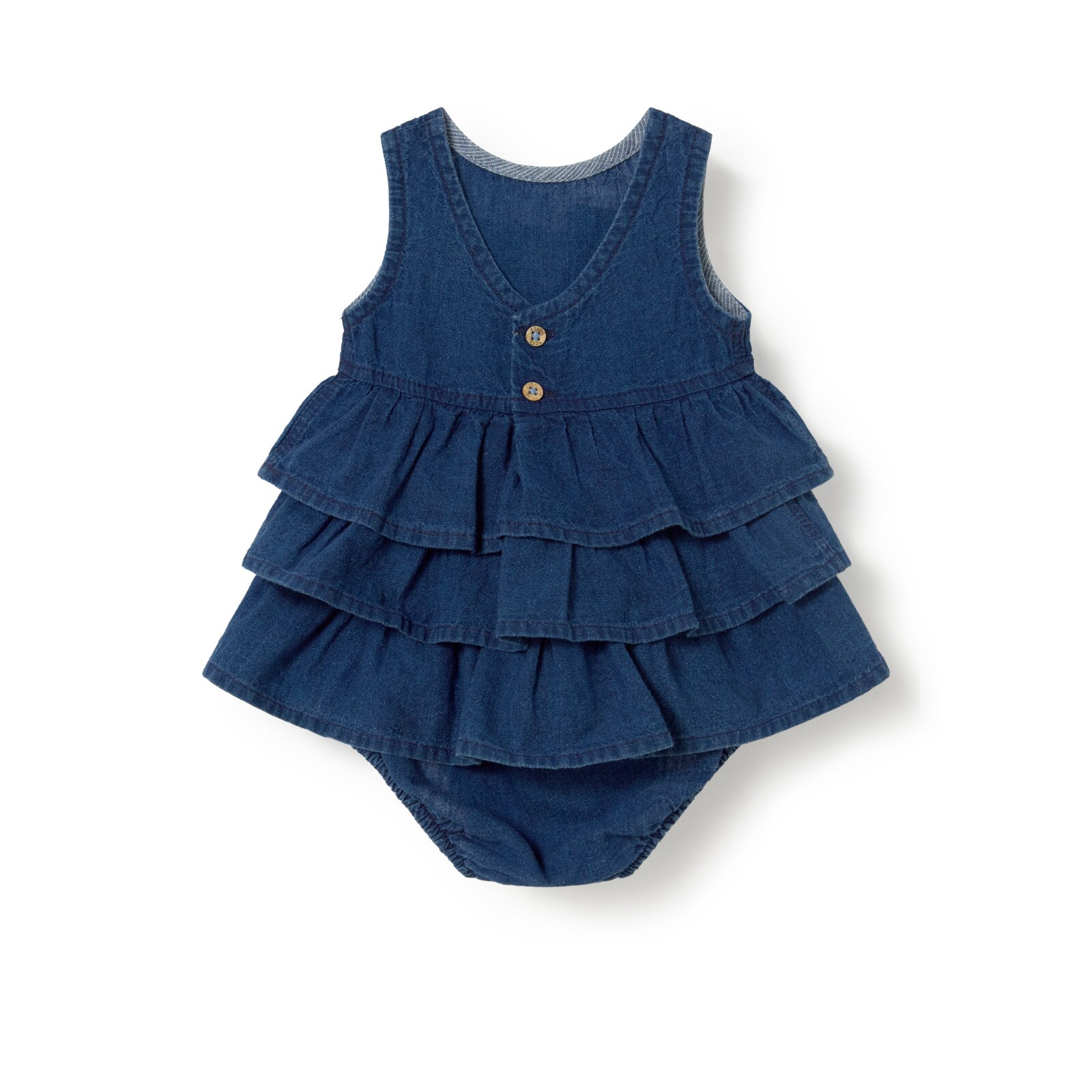 Vestido de bebé niña con volantes Jeans azul