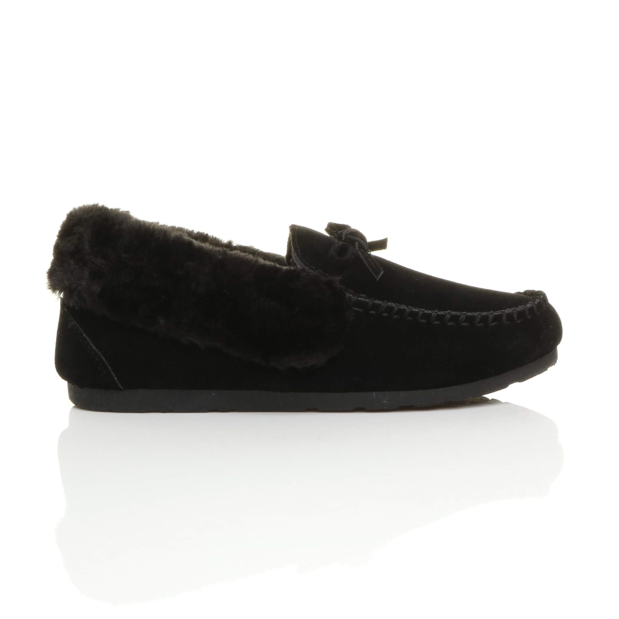 AJVANI Faux Fur Collar Moccasin Slippers