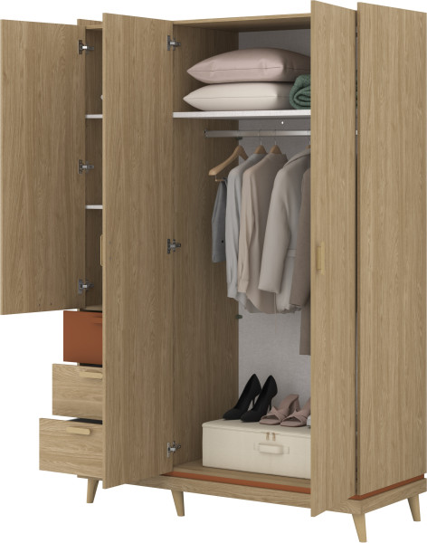 Szafa trzydrzwiowa 143 cm do sypialni SCANDI