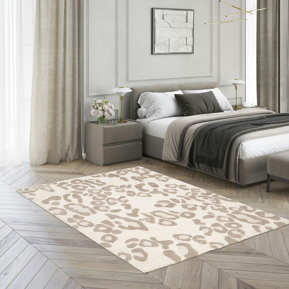 KOANI - Tapis contemporain à motif léopard beige 160x230 cm