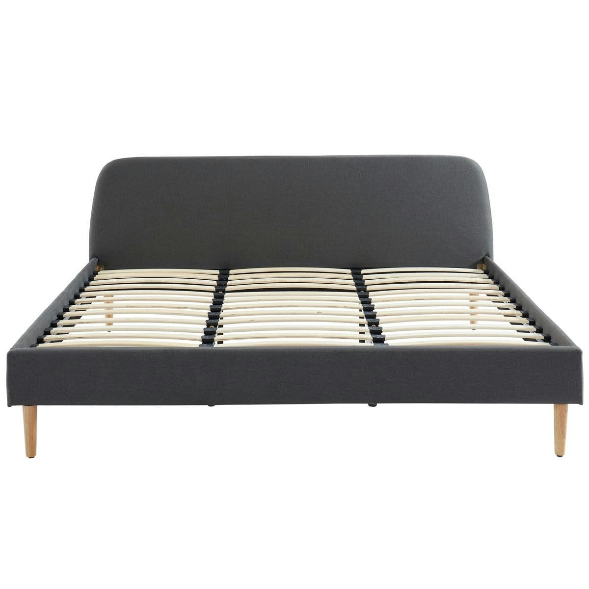 GABY - Lit 180x200 gris foncé avec sommier à lattes et tête de lit