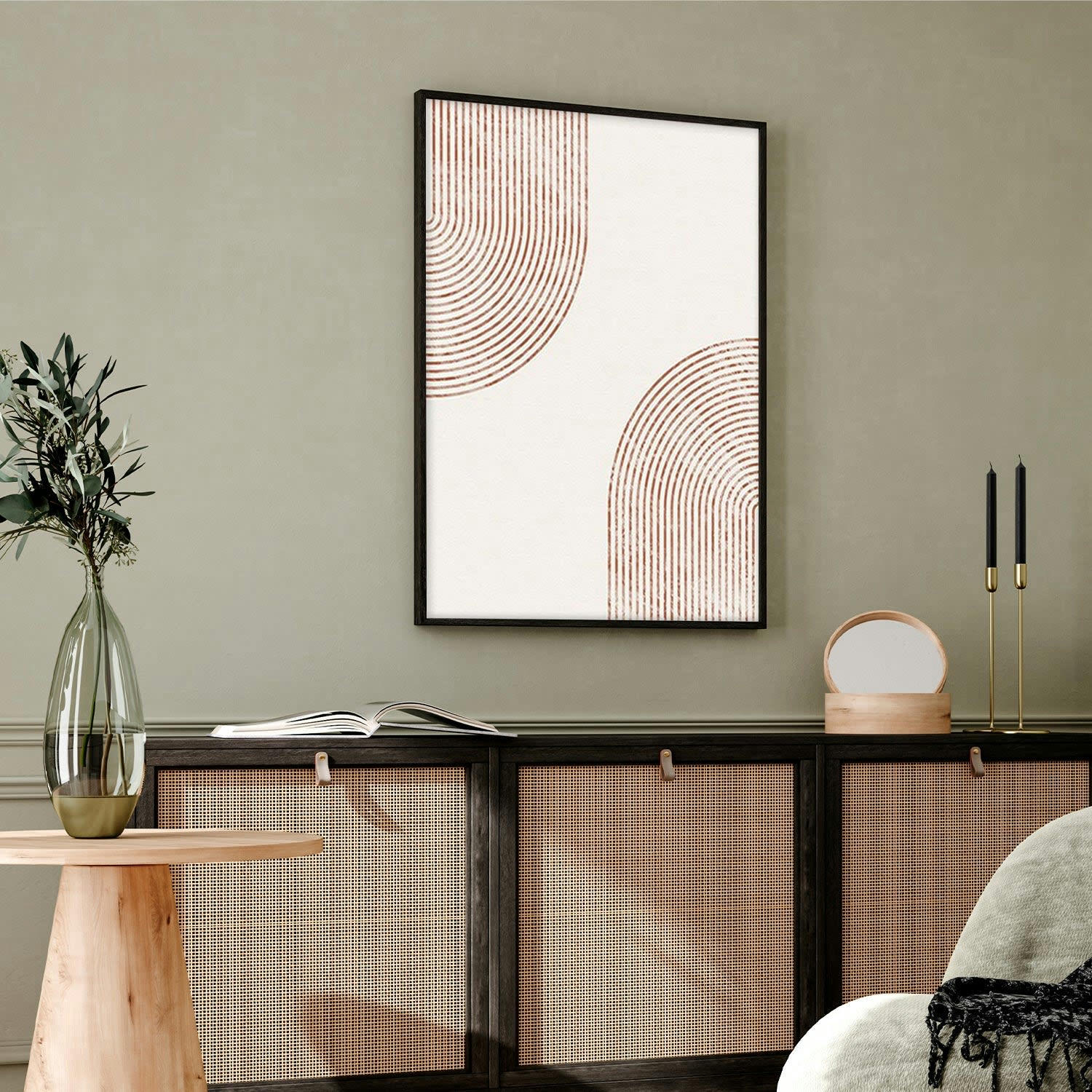 MINIMALISMO - Affiche avec cadre noir -  géométrie abstraite - 50x70