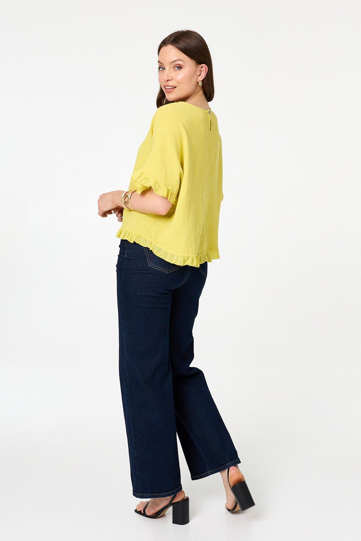 Izabel London Frill Hem 1/2 Sleeve Relaxed Top