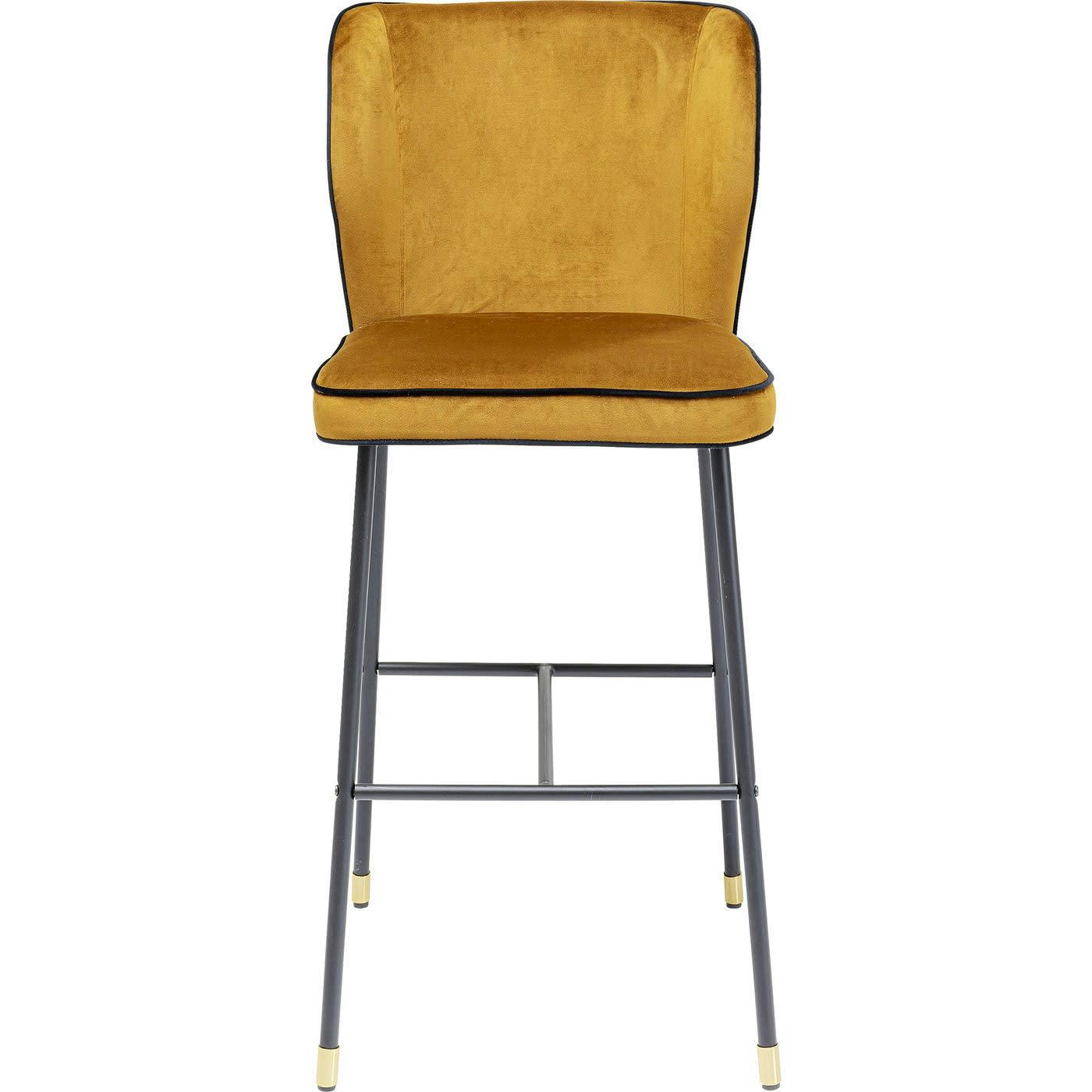 IRINA - Tabouret de bar en velours ocre et acier