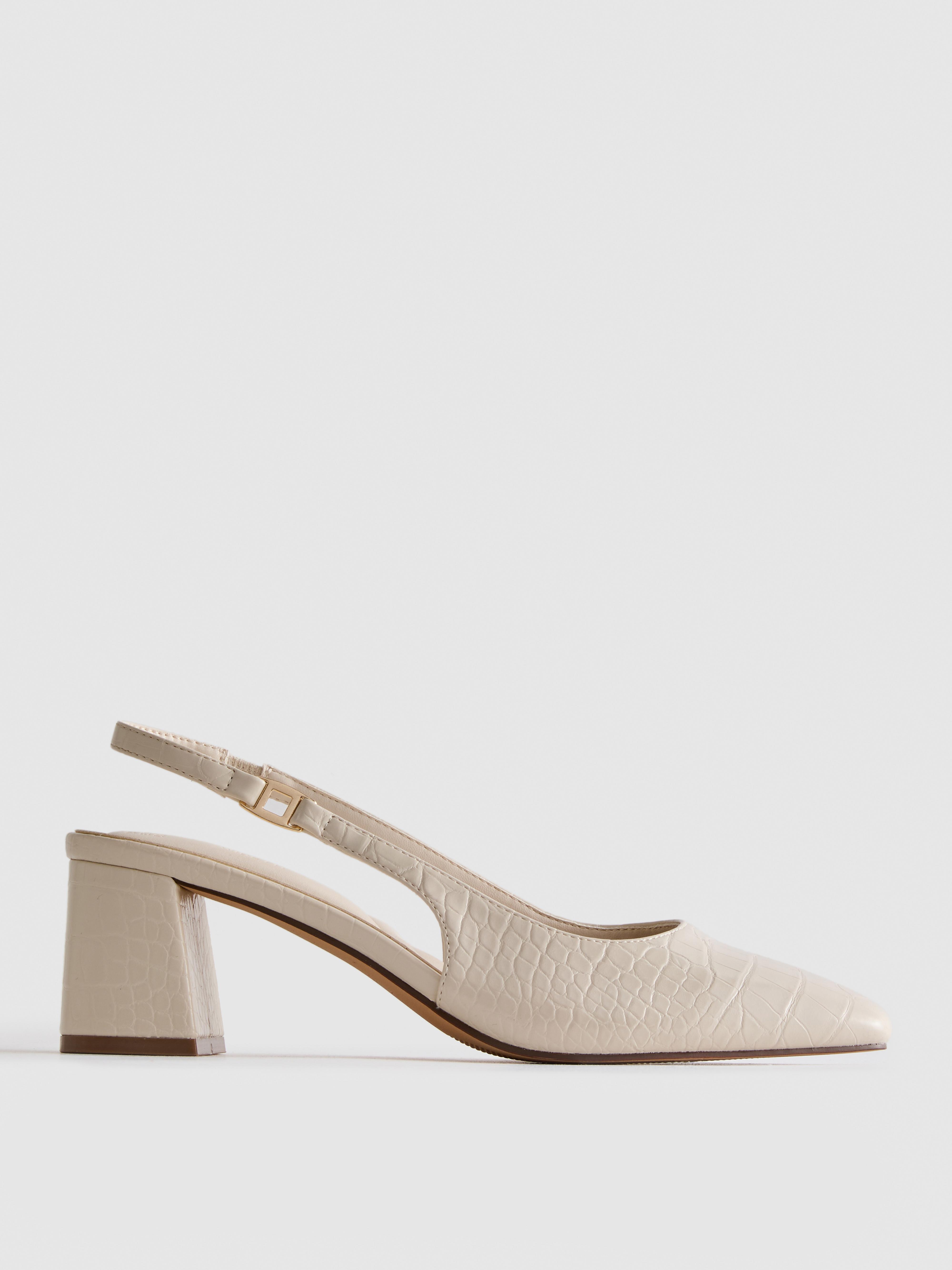 Wide Fit Faux Croc Sling Back Heels