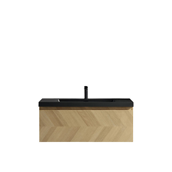 Meuble avec vasque 120 cm chevron aspect chêne Aquapunto