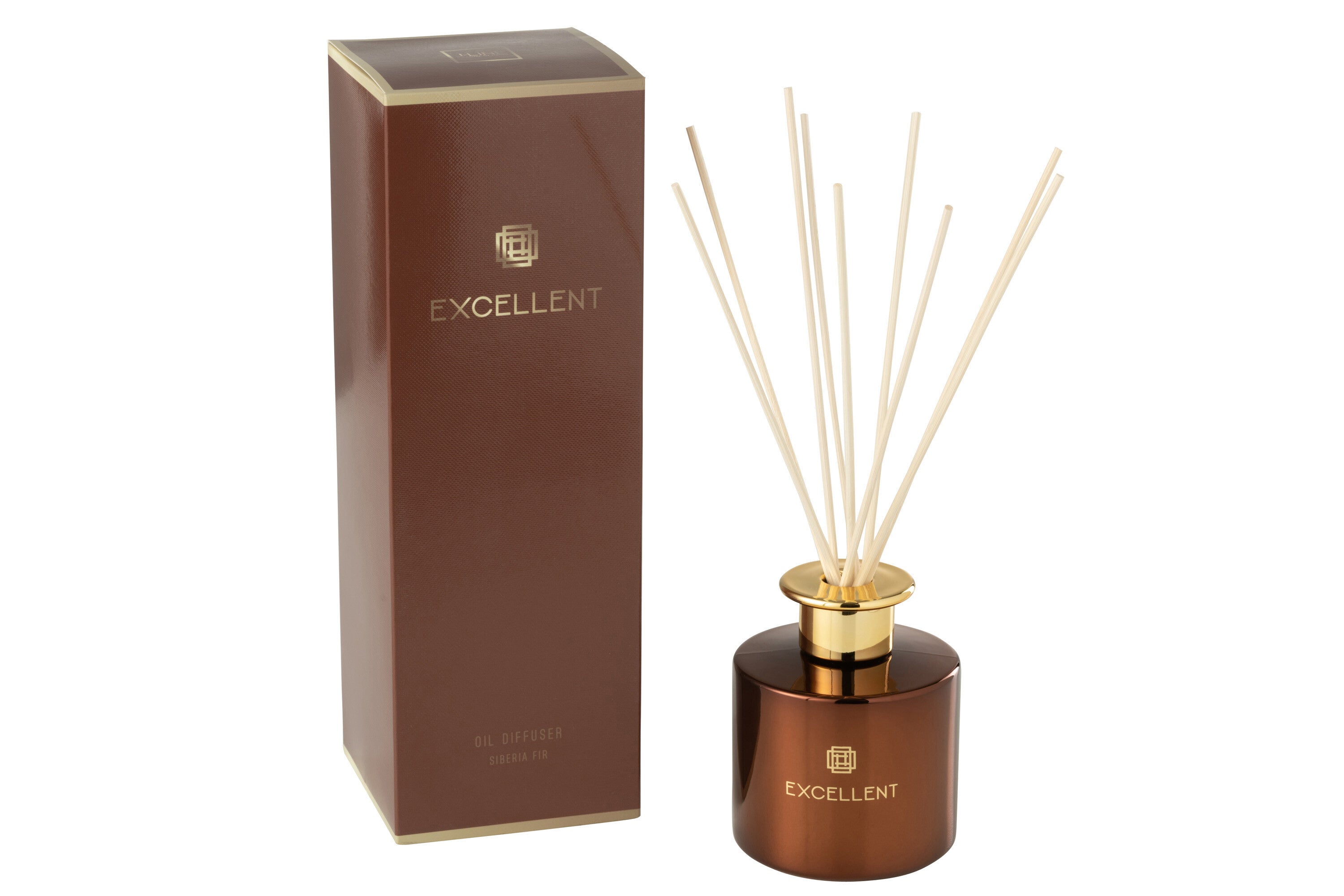 J-Line geurstokjes Excellent - Siberia Fir - glas - bruin