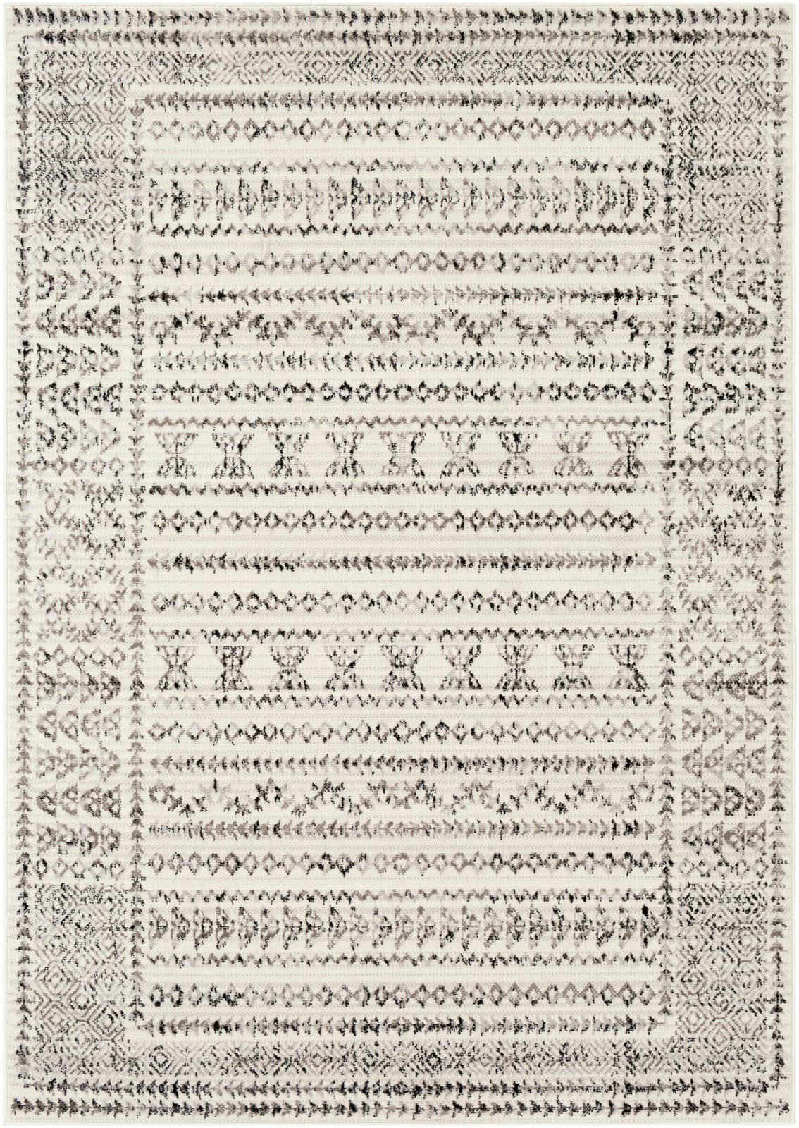 OLIMPIA - Tapis Scandinave Bohème Blanc/Noir 130x170