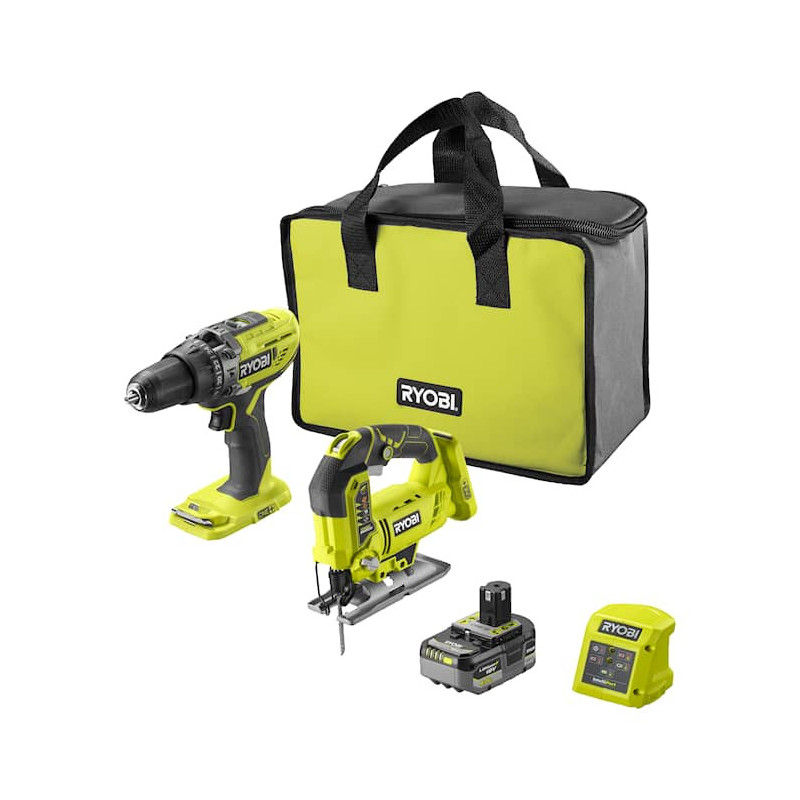 Pack scie sauteuse et perceuse visseuse sur batterie One  18 V RYOBI