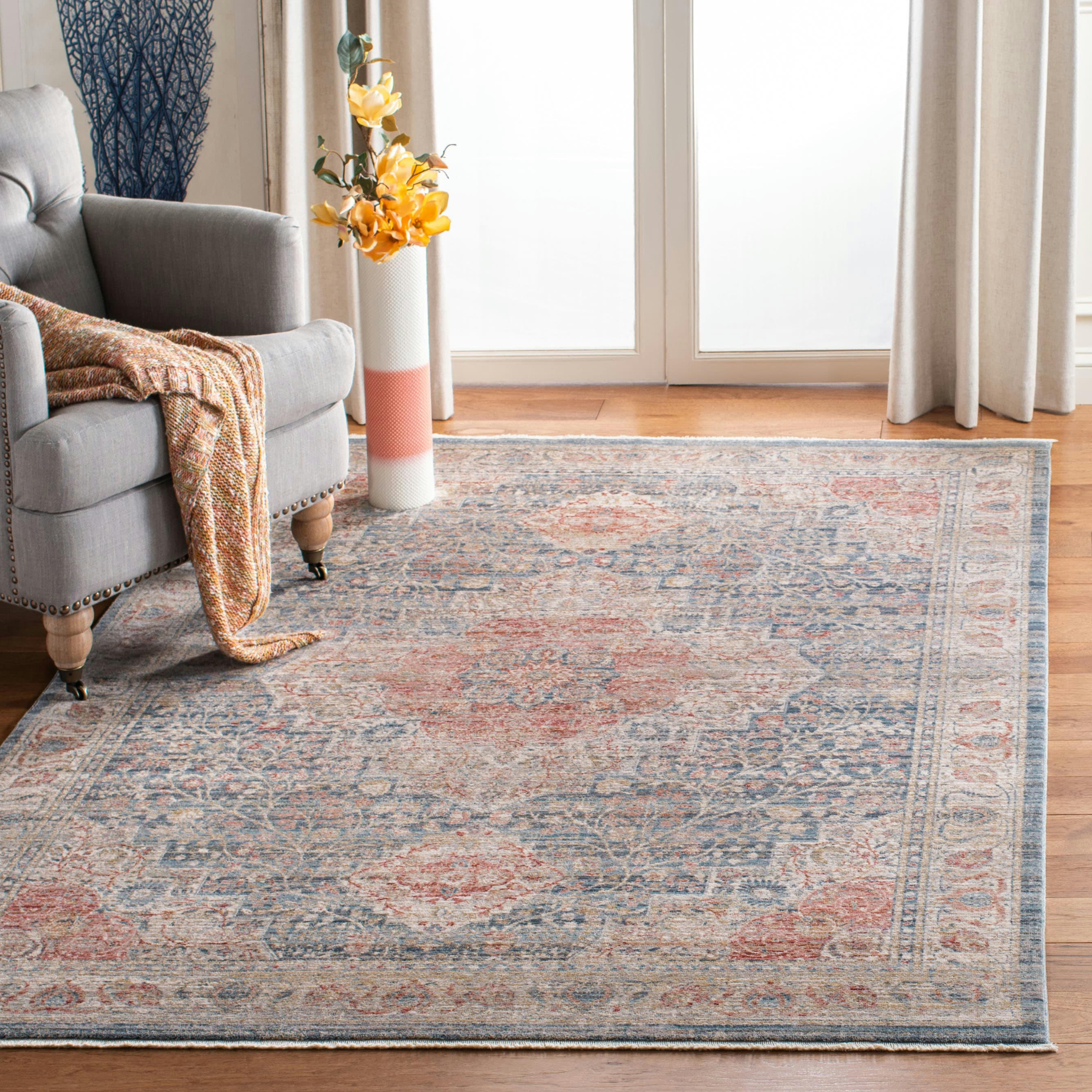KENITRA - Tapis de salon interieur en bleu & ivoire, 91 x 152 cm