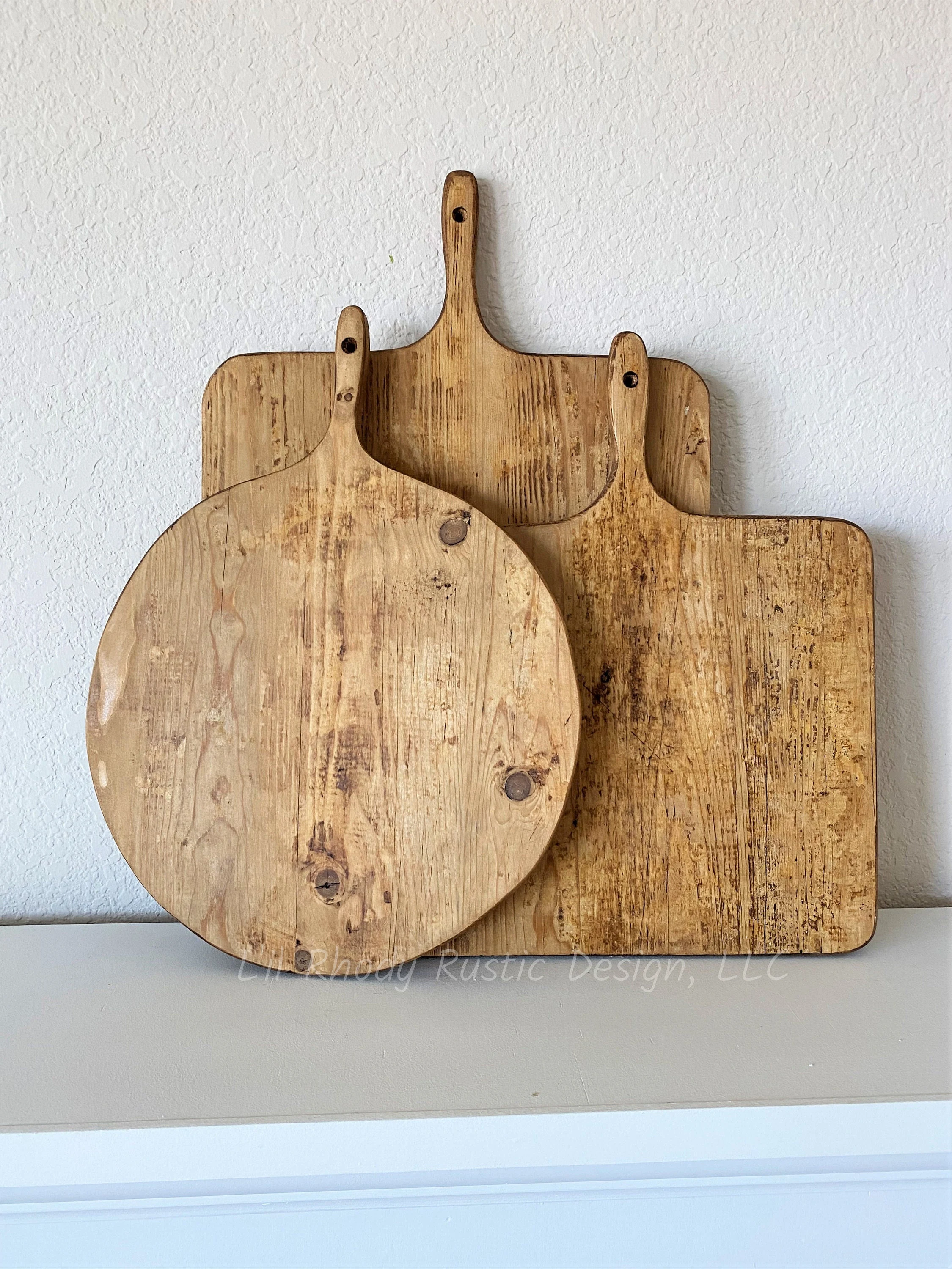 Set of Three Bread Boards, Medium Rectangle, Small Square, and Small Round Bread Board, European Charcuterie Board, Cheese Board, Serving