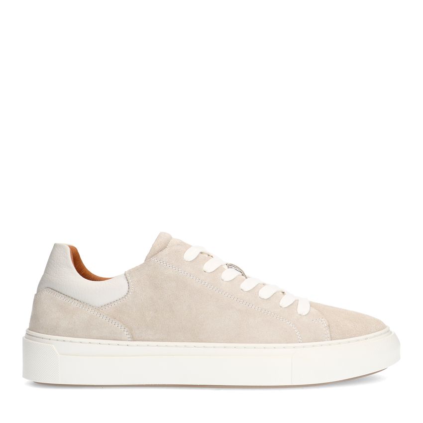 Manfield Licht grijze suède sneakers