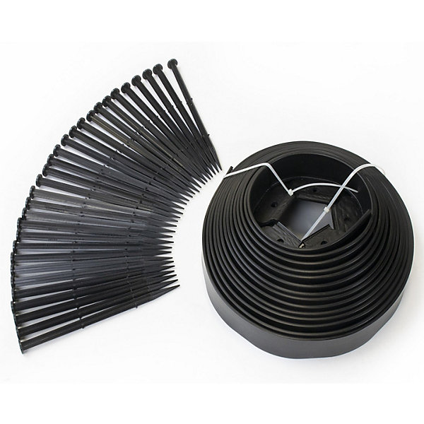 Bordurette de jardin flexible 10 M noire hauteur 5 CM   30 piquets