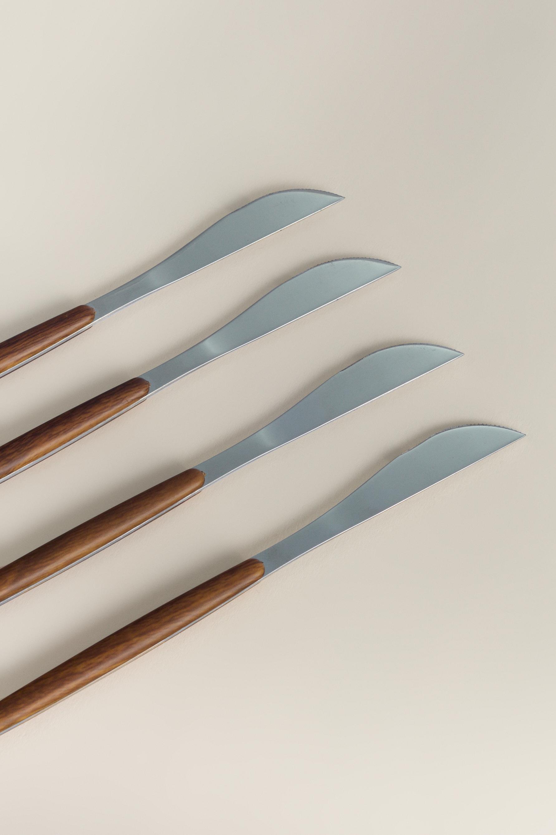 Pack 4 cuchillos efecto madera
