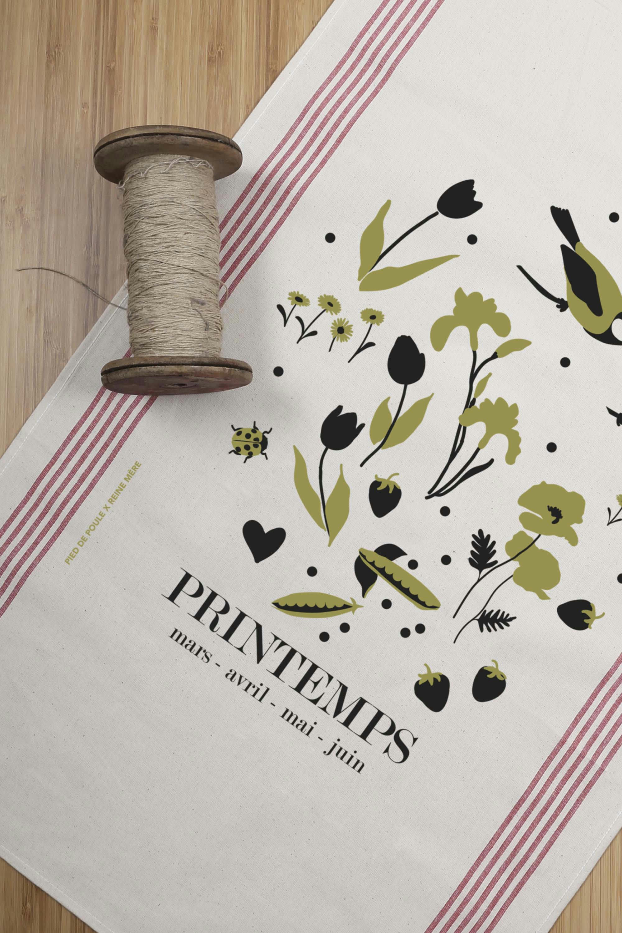 - Torchon en coton naturel printemps