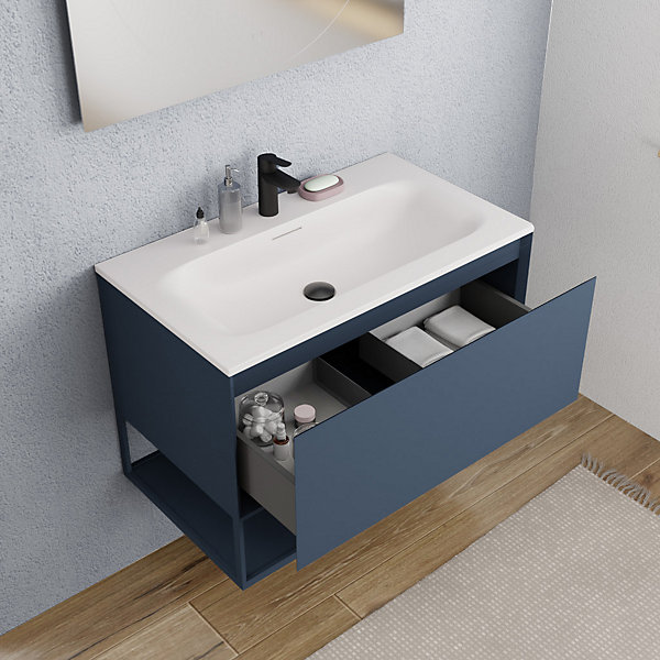 Ceramia meuble de salle de bain 80 cm, bleu foncé (CERAMIA-1DB80)