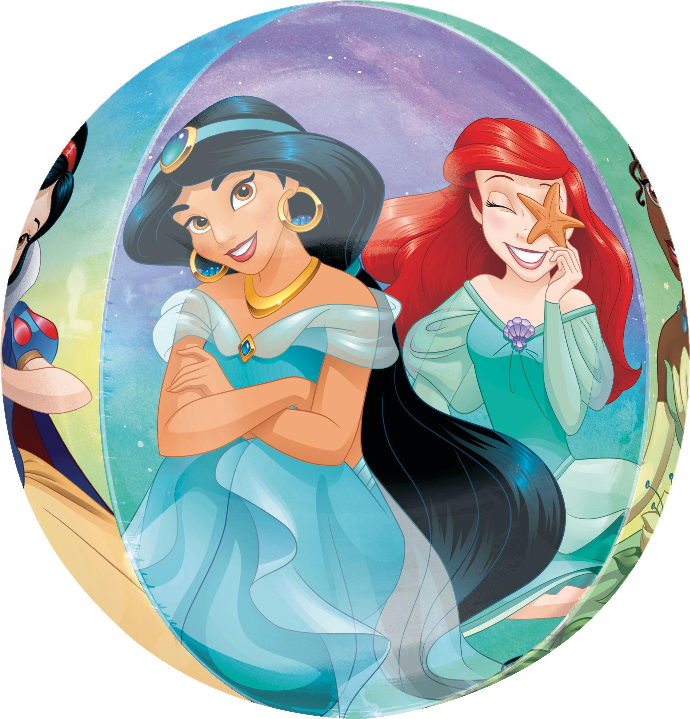 Disney Princess Once Upon A Time Orbz Satin Foil Balloon, Multi-Coloured, 16-in, Helium Inflation & Ribbon Included for Birthday Party