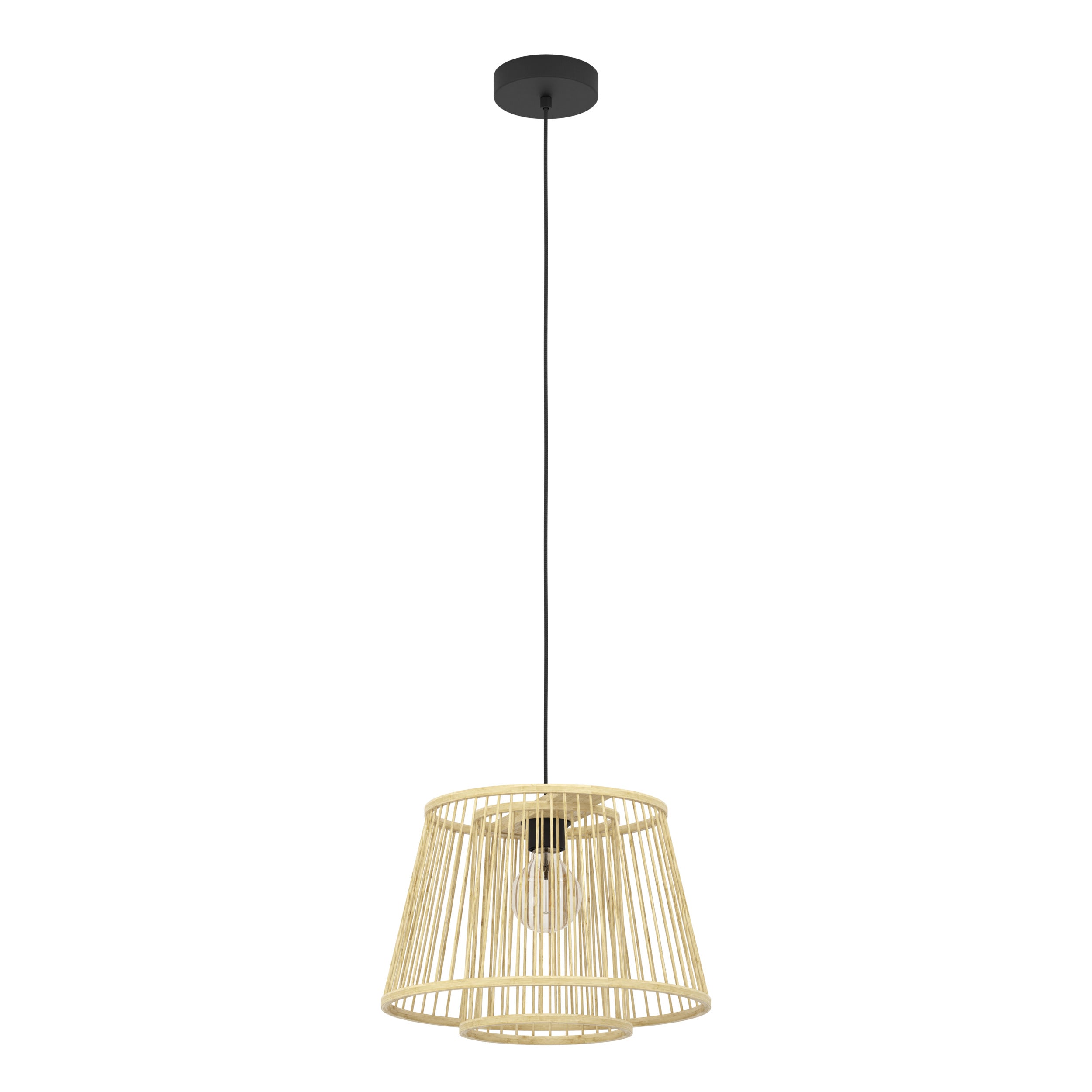 EGLO hanglamp Hykeham - e27 - ø 38 cm - zwart/hout