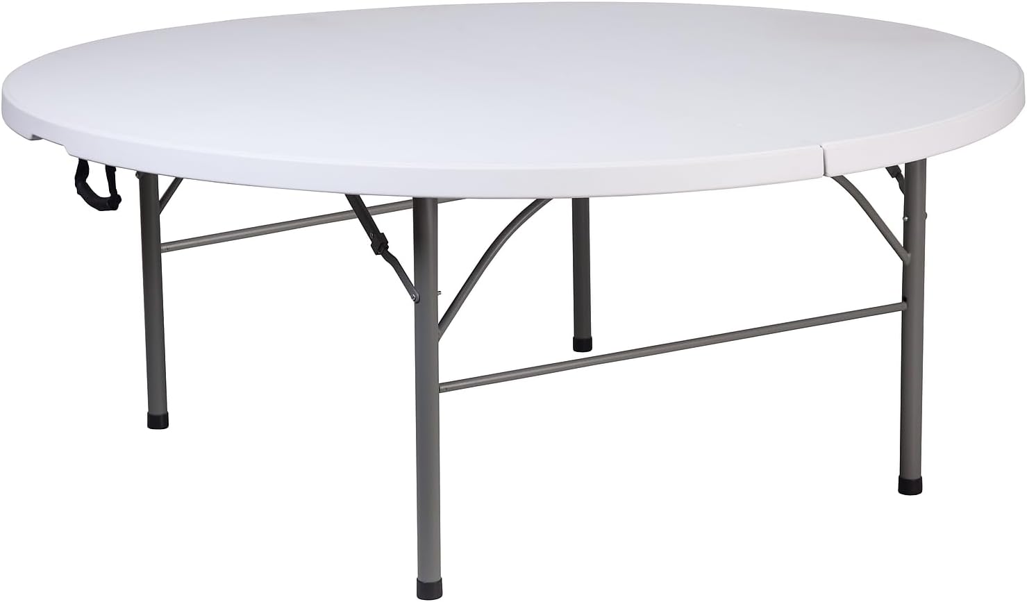 Flash Furniture Kathryn 5.89-Foot Round Bi-Fold Granite White Plastic Banquet and Event Folding Table with Carrying Handle