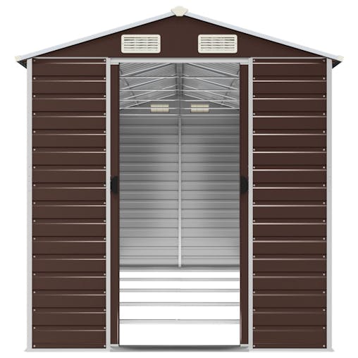 NNEVL Garden Shed Brown 191x470x198 cm Galvanised Steel