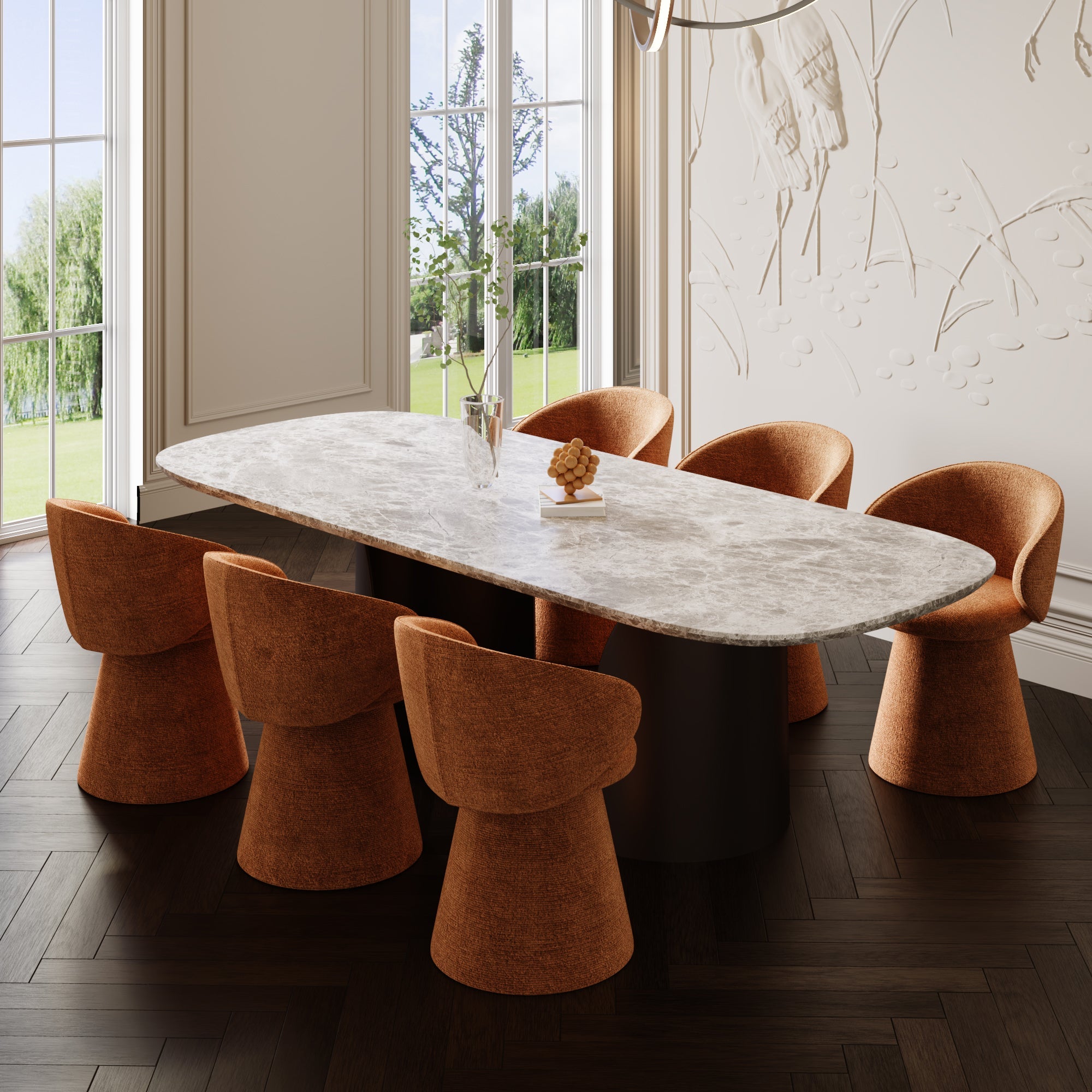 Eetkamerstoelen FLARE Fluweel met structuur Terracotta