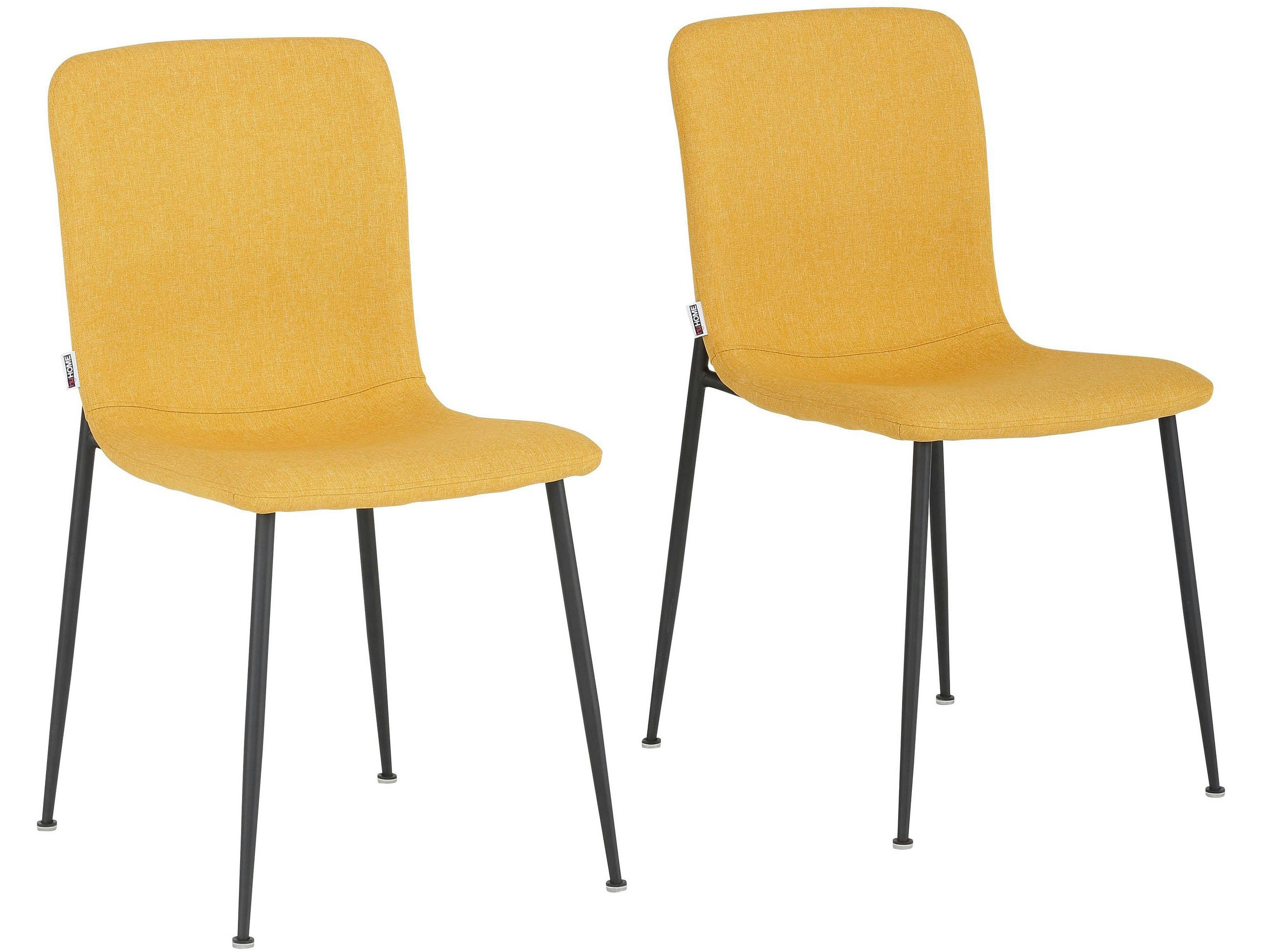 FAYE - Lot de 2 chaises de salle à manger rembourrées en tissu moutarde