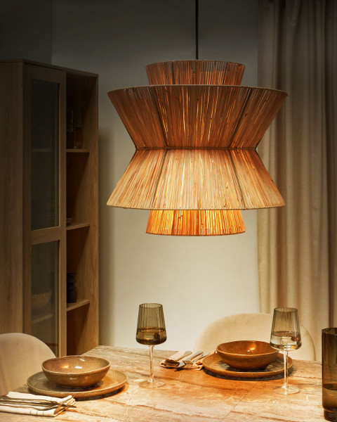 Lampa wisząca sufitowa słomiany klosz naturalna