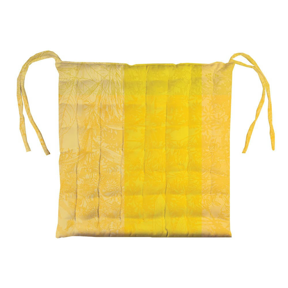 MILLE ESPRIT JARDIN SOLAIRE - Galette de chaise enduit imperméable pur coton jaune 38X38