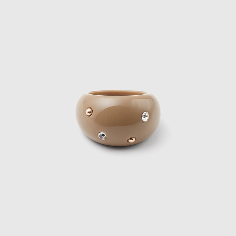 Camel ring with rhinestones and studs