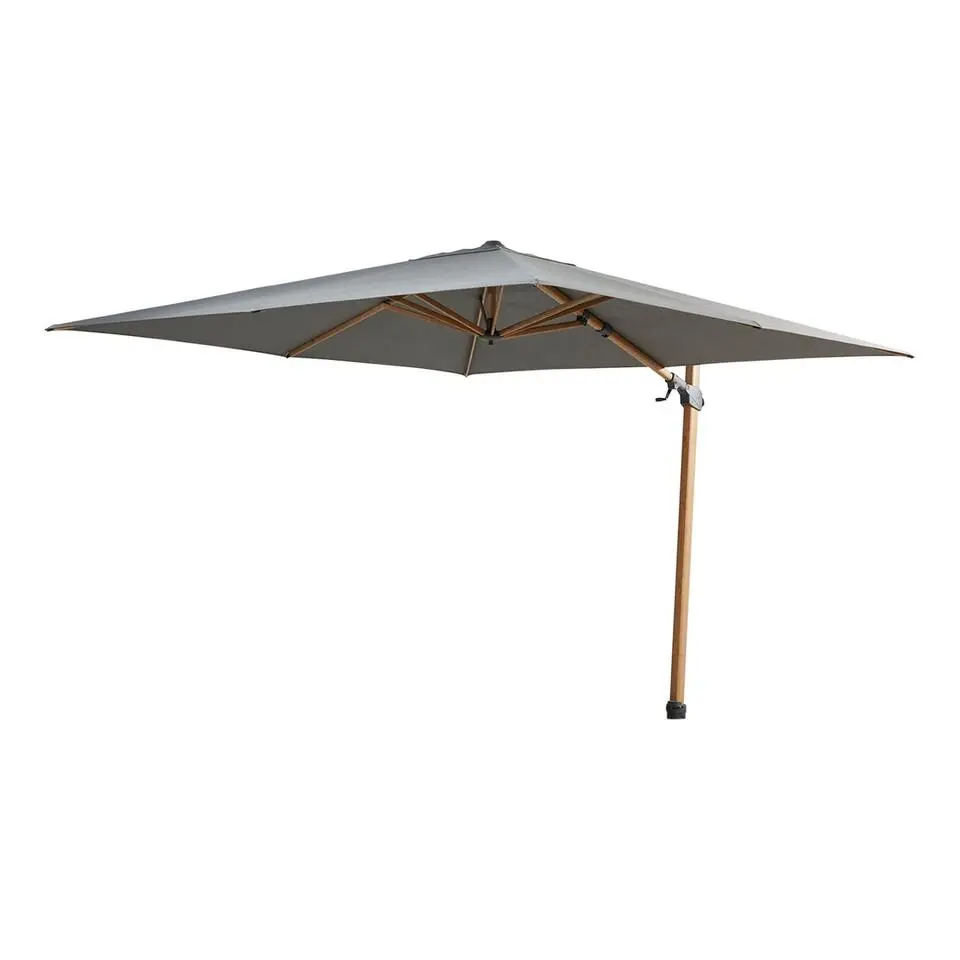 4-Seasons zweefparasol Siesta Premium 3x3 m. - woodlook/charcoal voet en hoes