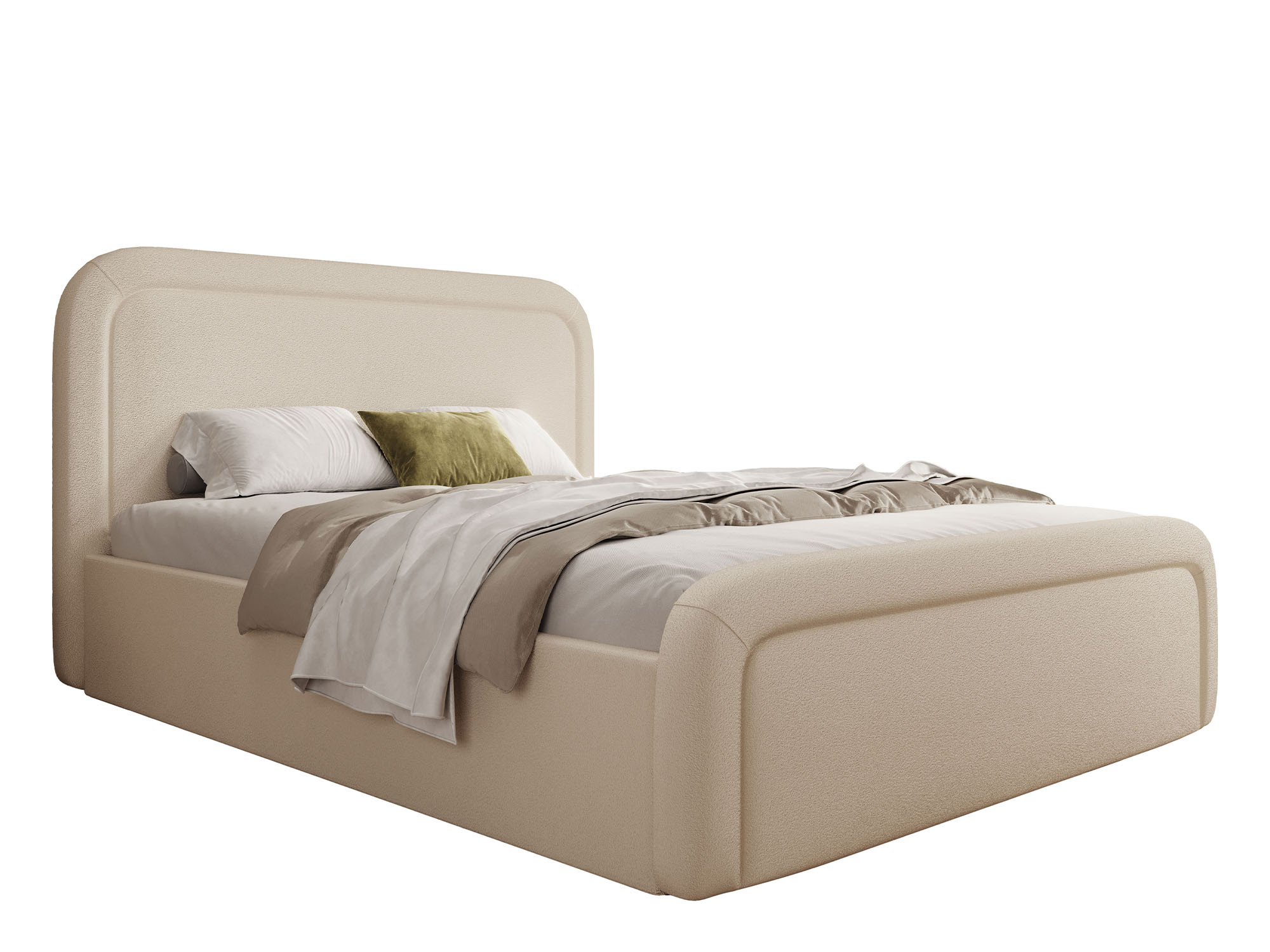 Łóżko tapicerowane z pojemnikiem SFG0154 | 180x200 | Boucle | Beż 3