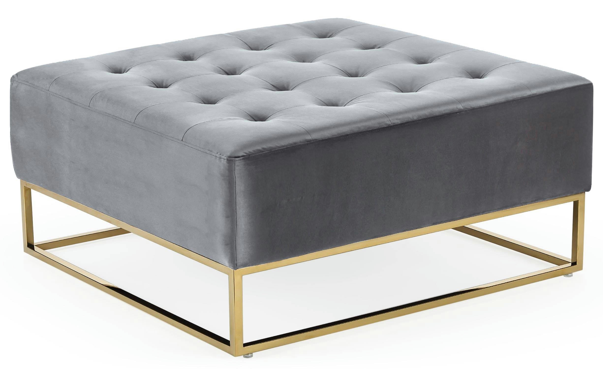 HUDSON - Pouf carré velours argent